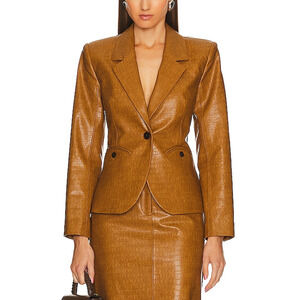 Song Of Style 'Marlon' Brown Snake Emboased Faux Leather Blazer Size M - NWT